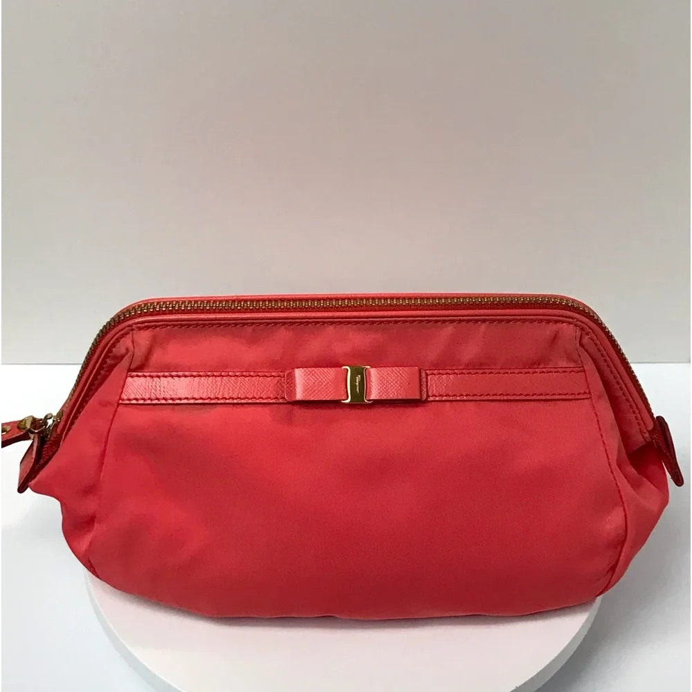 Salvatore Ferragamo Vara Ribbon Large Nylon Cosmetic Bag 😍
